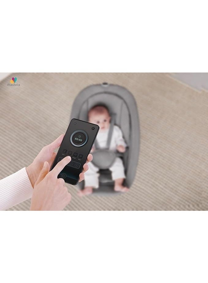 ماستيلا كرسي هزاز ذكي للأطفال حديثي الولادة – أرجوحة كهربائية - سرير اطفال كهربائي متعدد الاستخدام - مقعد مريح وآمن مع حزام أمان وألعاب معلّقة – تصميم عصري لتهدئة ونوم الرضّع - Image 3